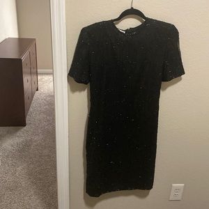 IMD New York Black Beaded Vintage Maxi Dress